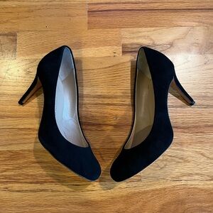 GIUSEPPE ZANOTTI Black Suede Rounded Toe Pumps 36